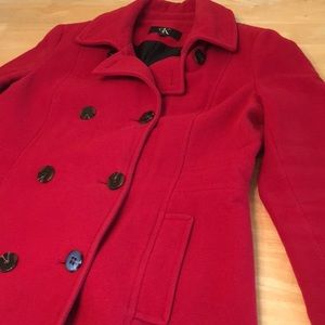 Calvin Klein Women’s Red Wool Pea Coat
